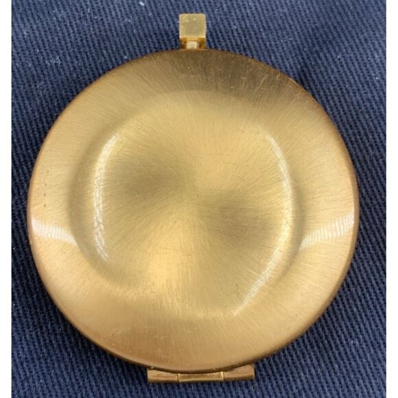 Compact Mirror Gold Tone Silver Tone Crystals Geometric Rhinestone 1.75" Vtg - Picture 6 of 7